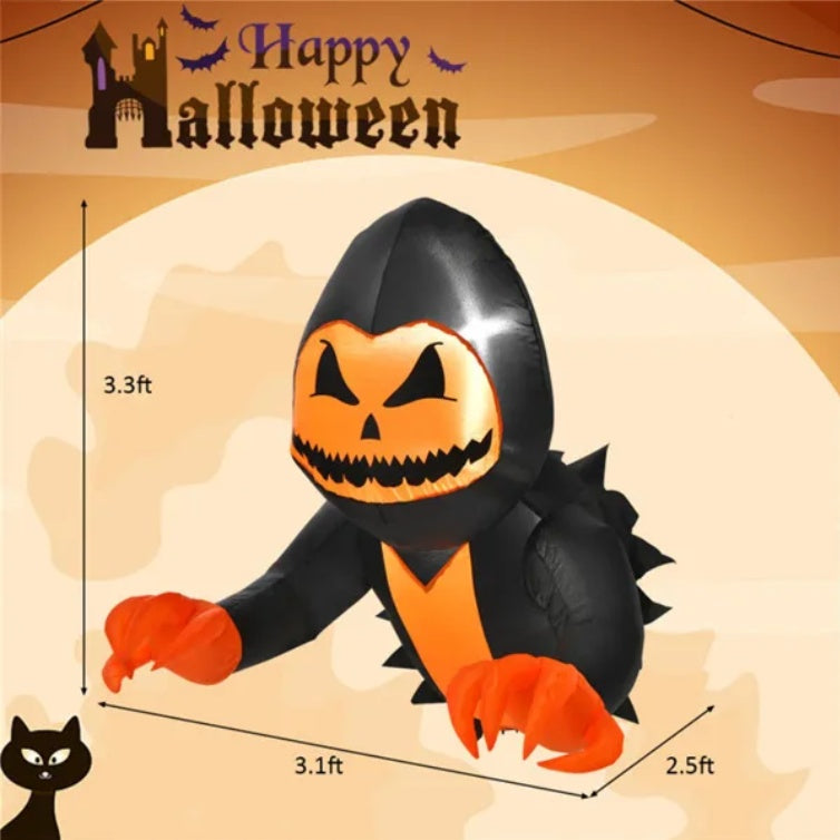 🎃 Inflable de Calabaza Aterradora 1m – Decoración de Halloween con Luces LED
