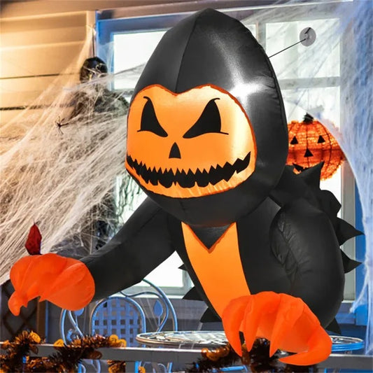 🎃 Inflable de Calabaza Aterradora 1m – Decoración de Halloween con Luces LED