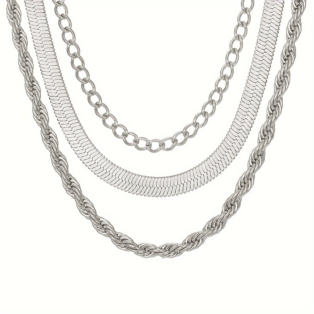 ✨ Set de 3 Collares para Mujer 💖 – Vintage & Clásico, Cadenas Snake y Rope, Accesorios en Capas, Perfectos para Look Fashion 🛍️