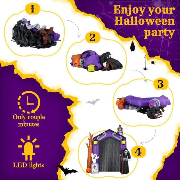 🏰👻 Arco Inflable Castillo Embrujado de 3m – Decoración Gigante de Halloween