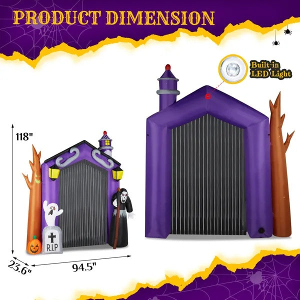 🏰👻 Arco Inflable Castillo Embrujado de 3m – Decoración Gigante de Halloween