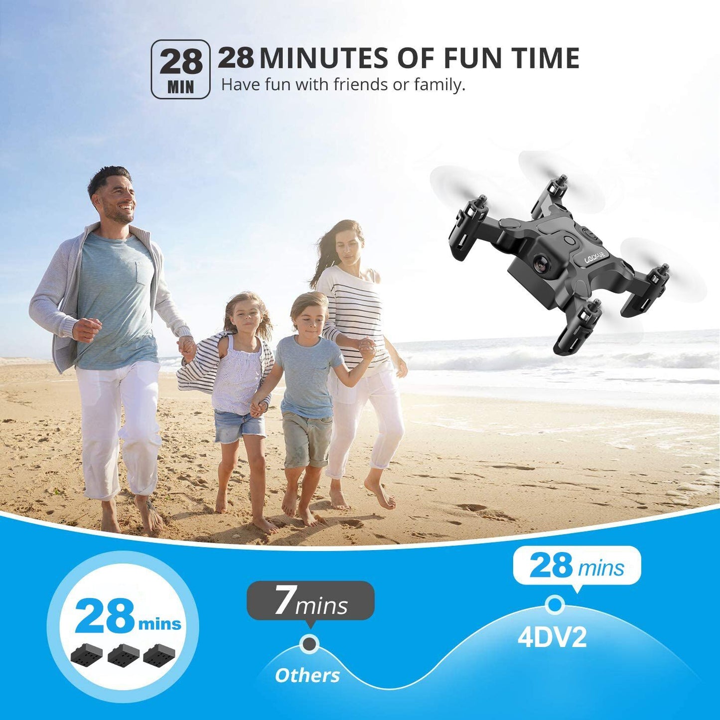 🚁 Mini Drone 4DRC V2 con Cámara HD – Plegable, Selfie & FPV WiFi