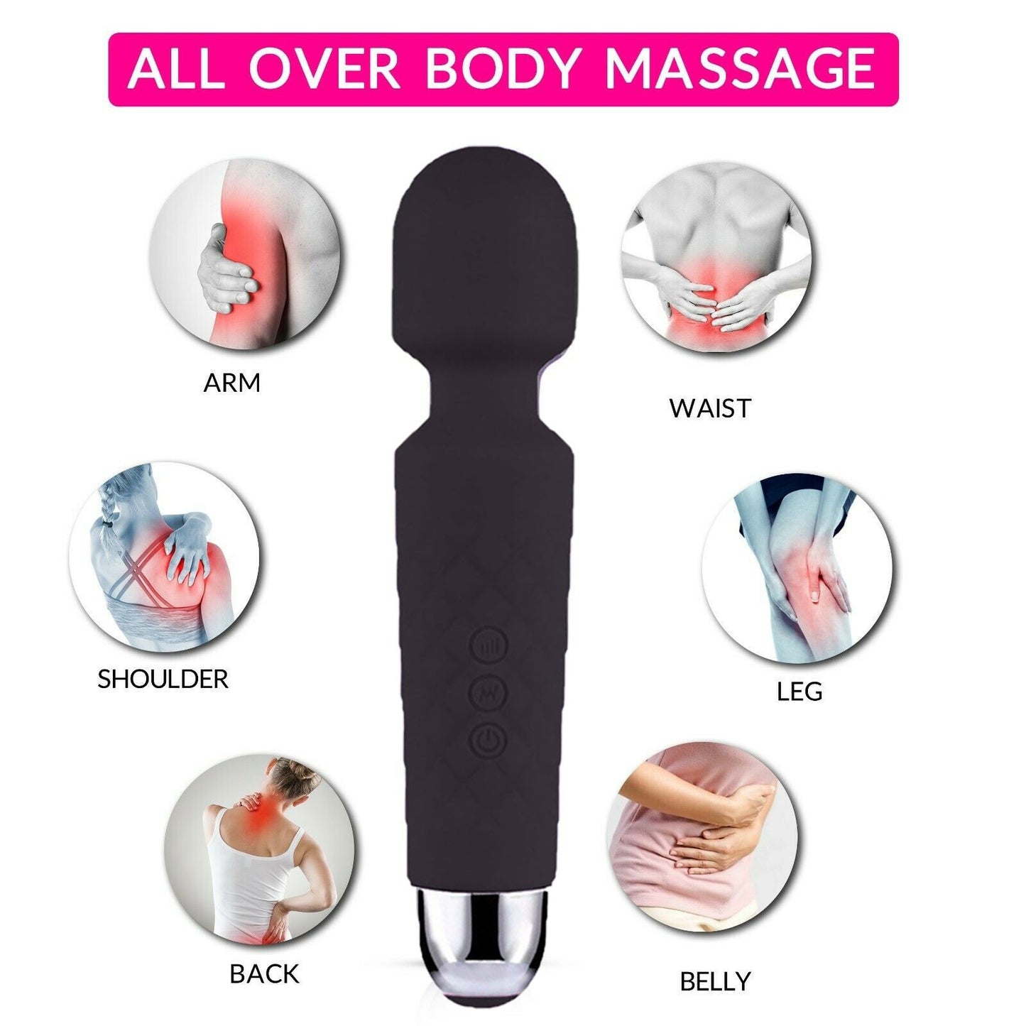 ✨ Varita de Masaje Mágica – 20 Velocidades de Relajación Potenter Vibration