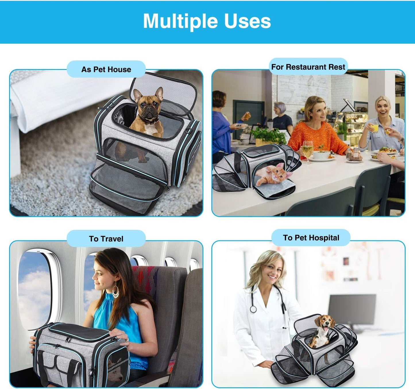 🐶🐱 Transportadora Expandible Premium para Mascotas – Aprobada por Aerolíneas