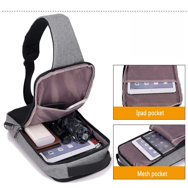 🎒 Mochila Pecho Antirrobo con Puerto USB – Moderna, Segura y Cómoda