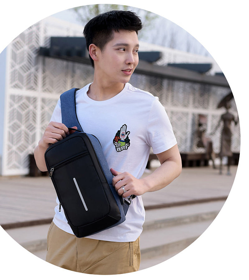 🎒 Mochila Pecho Antirrobo con Puerto USB – Moderna, Segura y Cómoda