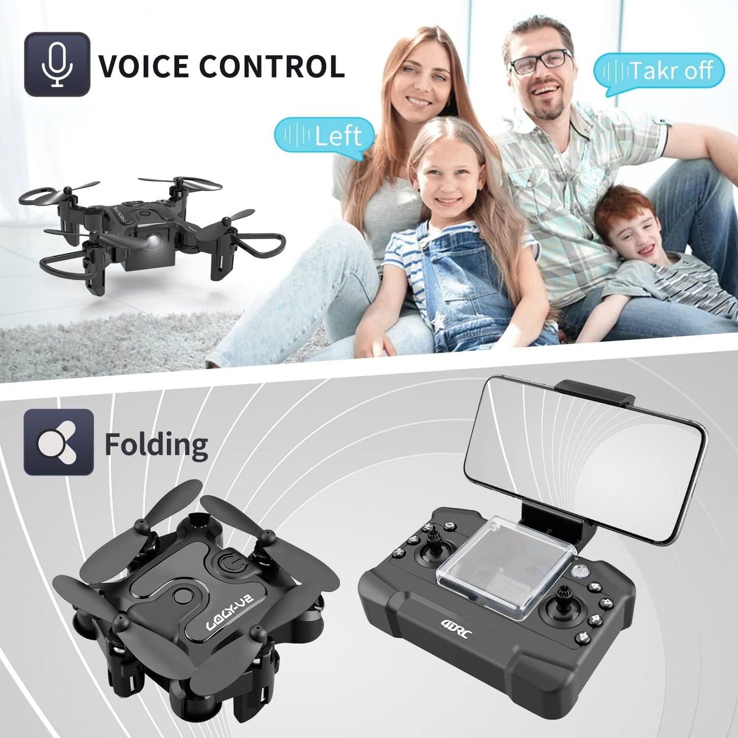 🚁 Mini Drone 4DRC V2 con Cámara HD – Plegable, Selfie & FPV WiFi