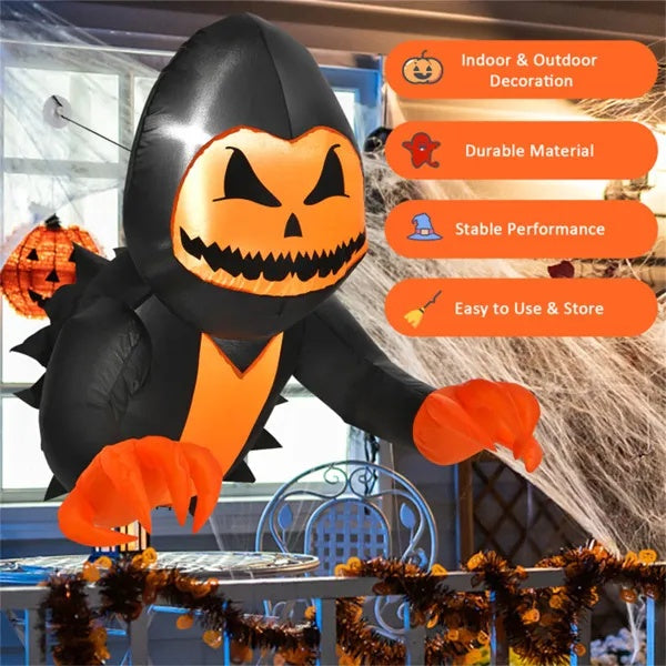 🎃 Inflable de Calabaza Aterradora 1m – Decoración de Halloween con Luces LED