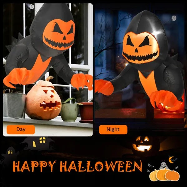 🎃 Inflable de Calabaza Aterradora 1m – Decoración de Halloween con Luces LED