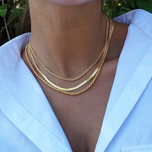 ✨ Set de 3 Collares para Mujer 💖 – Vintage & Clásico, Cadenas Snake y Rope, Accesorios en Capas, Perfectos para Look Fashion 🛍️