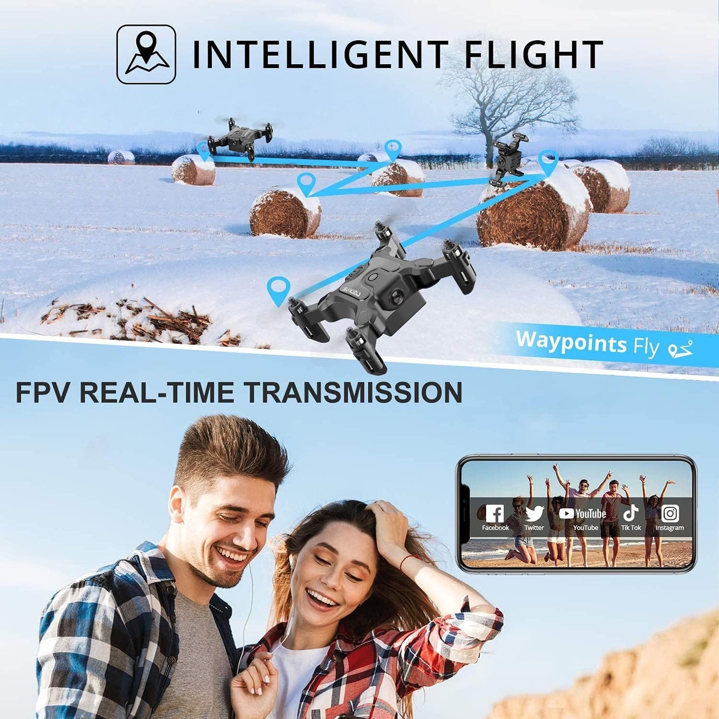 🚁 Mini Drone 4DRC V2 con Cámara HD – Plegable, Selfie & FPV WiFi