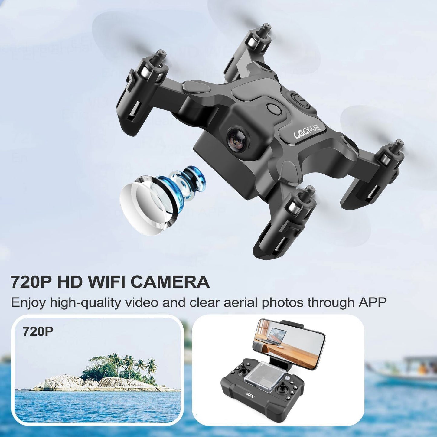 🚁 Mini Drone 4DRC V2 con Cámara HD – Plegable, Selfie & FPV WiFi