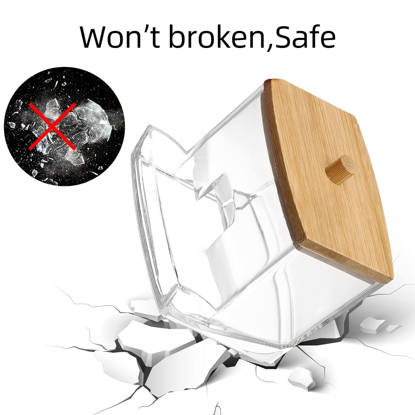 ✨ Porta Hisopos Acrílico 7oz con Tapa de Madera 🌿 – Organiza tu Baño 🛁 con Estilo, Ligero y Práctico, Perfecto para Hisopos & Pads