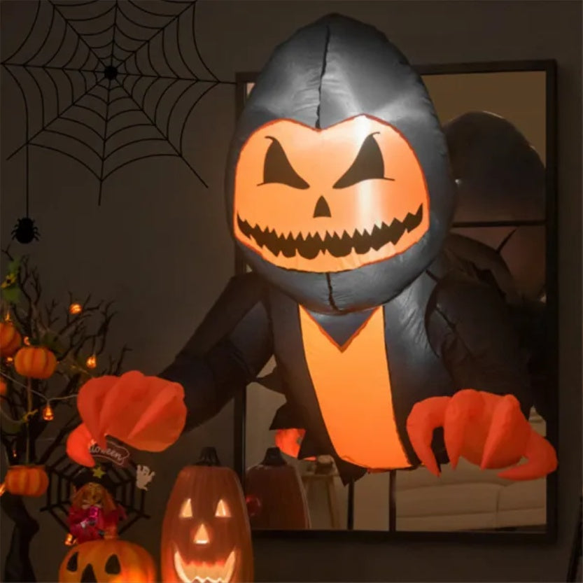 🎃 Inflable de Calabaza Aterradora 1m – Decoración de Halloween con Luces LED