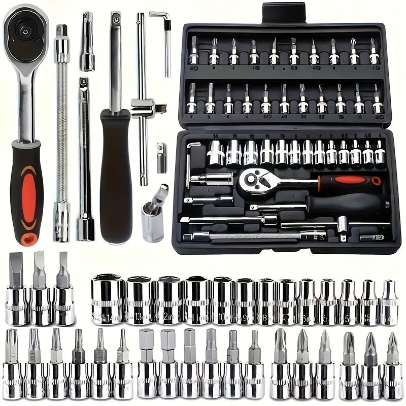 ✨ Herramientas de Reparación Multiuso para Auto y Moto 🚗🏍️ – Kit Portátil con Llave de Torque, Destornilladores y Accesorios para Mantenimiento 🛠️